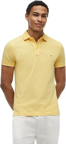 Tommy Hilfiger Polo de Manga Corta Hombre 1985 Slim Slim Fit, Amarillo (Citronella), L