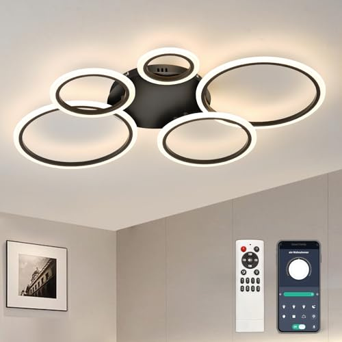 Tetipa LED Deckenleuchte Dimmbar, 50W Deckenlampe LED Wohnzimmerlampe mit Fernbedienung APP Farbwechsel, Moderne Wohnzimmerlampe Dimming Deckenbeleuchtung Schlafzimmerlampe