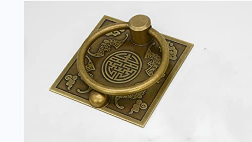 Türklopfer,Anschlagring für Haustür Antike Squar Griffe Bronze Kabinett-Fach-Knöpfe Klopfer Retro Messing Küchen Knob Pull 6x6cm Tür Ring Griff(Bronze color)