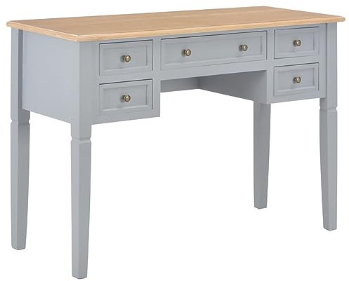 Gecheer Schreibtisch Computertisch Gaming Tisch PC Tisch Officetisch Bürotisch Grau 109,5 x 45 x 77,5 cm Holz