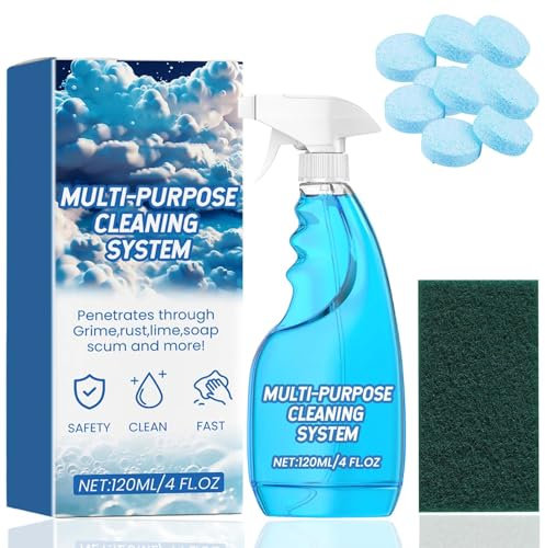 2025 Upgraded Foam Spray Tablets & Spray Bottle, All-Purpose Rinse-Free Foam Cleaning Spray, Multi-Purpose Easy Cleaning Foam Cleaner Spray for Kitchen, Countertop, Oven (1PCS)