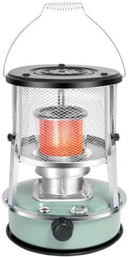 Gvqng 2-In-1-Petroleum-Heizofen, Heizung FüR Drinnen Und DraußEn Mit Griff, HöHenverstellbarer Petroleum-Heizstrahler, FüR Camping, Kochen, Zuhause, Garage Und Notfallvorsorge,Grün