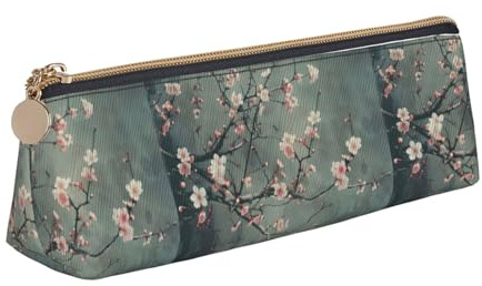 WenDang Sac de rangement triangulaire en cuir avec fleurs de cerisier japonaises et articles de papeterie de vacances sont des articles de voyage essentiels, blanc, Taille unique, Trousse de