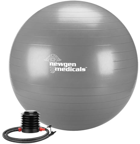 newgen medicals Fitnessball Anti-Burst: Sitz- und Gymnastikball, auch für Yoga, Anti-Platzen, 65 cm, grau (Officeball, Ball, Pumpe)