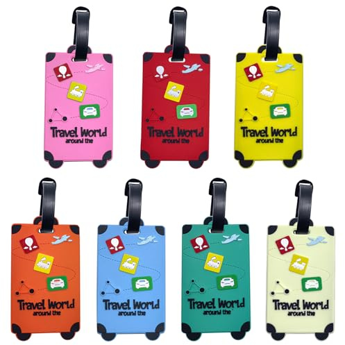 JSTHHTT 6 Piezas Etiquetas de Equipaje de Silicona, Etiqueta Maleta Viaje con Tarjeta, Etiquetas de Identificación, para Maletas de Viaje, Mochilas, Bolsos