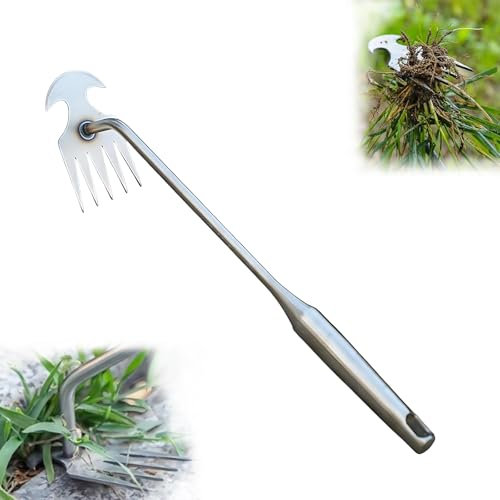 Zappe da Giardino per Diserbo, Acciaio inossidabile,Sarchiatore Manuale con Manico, Attrezzi per Diserbo, Earchiatore per Erbacce Professionale, Estirpatore Erbacce orto, Estirpatore Erbacce Manuale