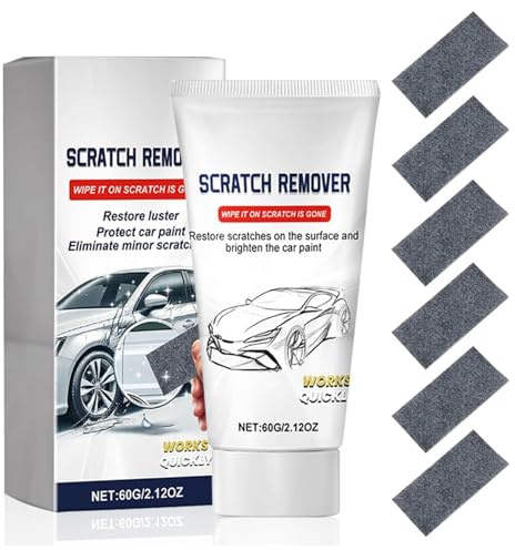 Kit Réparation Rayures Voiture,Car Scratch Remover, 2025 Polish Efface Rayures Carrosserie, avec 6 x Lingettes Nano + Pâte Polissage 60g, Rénovateur Carrosserie Auto pour Peinture & Brillance