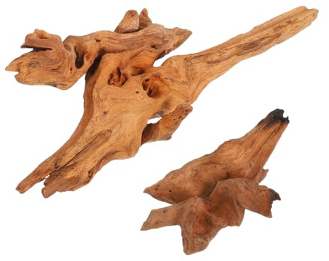 FONDOTIN 2pcs Natural Driftwood Aquarium Decor Safe Wood Branches for Fish Tank Bonsai Tree Reptile Branch Ornament Enriches Hiding and Play in Freshwater Tanks