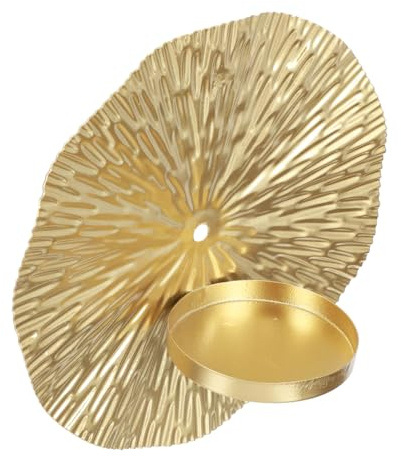 JEWEDECO Wandkerzenhalter Goldener Runder Kerzenständer Wanddeko Wohnaccessoires Moderner Kerzenhalter für Teelichter und Stumpenkerzen Festliche Raumdekoration