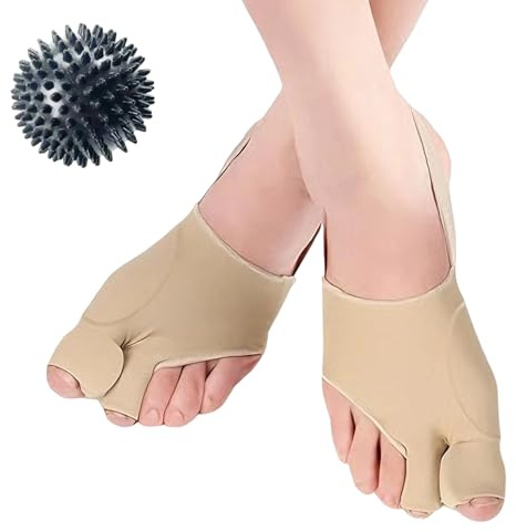 Smbrige Hallux Valgus Korrektur & Zehenspreizer Hallux Valgus – Weiche Bandage für Tag & Nacht, Hallux Valgus Schiene Lindert Schmerzen. Unisex, 1 Paar Schwarz, Massageball,Gr.35-39