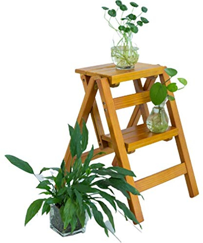 LISHEUK Taburete Plegable, Silla Escalera portátil, reposapiés Resistente, Escalera de Mano de Alta Resistencia, Taburete de Madera Extra Ancho, escalones Plegables compactos, ba