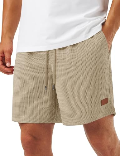 TACVASEN Mens Shorts Casual Lightweight Waffle Sports Workout Sweat Shorts | Summer 5 Inch Beach Short with Pockets Stretch Gym Shorts