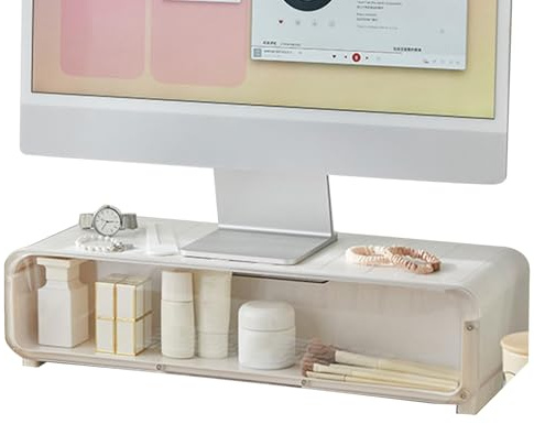 Supporto Per Monitor Elevatore - Ripiano Ergonomico Versatile Con Superficie Antiscivolo E Spazio Di Base, Organizer Compatto Per Ufficio Domestico, Scuola O Luogo Di Lavoro, Supporta Laptop, Stampant