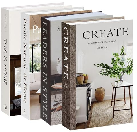4 Pcs Decorative Fake Books Set, Fashion Hardcover Display Books for Home Décor, Foldable Faux Book, Suitable for Bookshelf, Shelf, Stacked Modern Decorative Book Set for Bedroom Room, Living Room