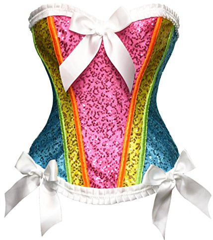 Bslingerie® - Corsetto da donna in broccato Arcobaleno 38-39
