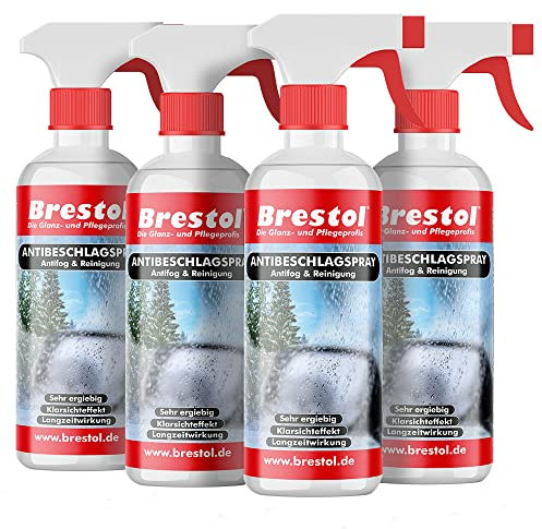 BRESTOL® Antibeschlagspray 4x 300 ml - Antibeschlag Antibeschlagmittel Klarsichtspray Antifog Glasreiniger Spiegelreiniger Fensterreiniger Bad-Spiegelreiniger Dampfverhinderer