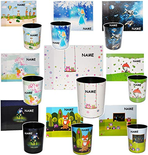 alles-meine.de GmbH Set Papierkorb & Schreibtischunterlage - Fußball & Fußballspieler - incl. Name - Tischunterlage/Knetunterlage/Bastelunterlage - Schreibtischset - au..