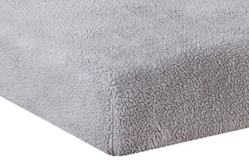 Ropa de Cama Sleepdown - Sábana Bajera Ajustable de Forro Polar, térmica, Lisa, cálida, Agradable y Supersuave, Color Gris, 90 x 200 cm