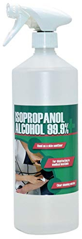 Medical Grade Isopropyl Alcohol Isopropanol IPA Rubbing Alcohol 99.9% | 1L Spray 99.9% IPA, Isopropanol, High Purity Cleaning Alcohol, Electronics Cleaner, Fast Evaporation, Residue-Free Finish
