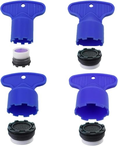 4 Sizes Faucet Aerator Key with Key Removal Wrench Tool for M16.5, 18.5, 21.5, 24 Recessed Sink Wrenches Aerator Key