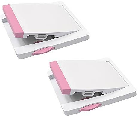 Lot de 2 verrous pour porte coulissante en verre pour enfant, sans perçage pour placard, portes en verre, terrasse, fenêtre (rose et blanc)