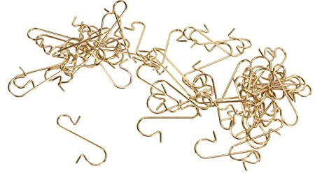 50Pcs S Hooks, Metal S-Shaped Mini Hooks Wire Hook Connectors Chain Hardware for Hanging Small Items(Gold)