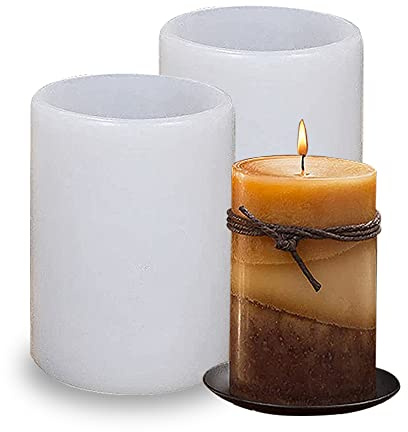 HIQE-FL 2pcs Kerzen Gießform,Kerzenform Silikon Rund,Silikonform Für Kerzen,DIY Silikonform,für Kerzenherstellung,Handgefertigte Seife,Handwerk Ornamente,Zylinder Harzgussform,Duftkerzen (F)