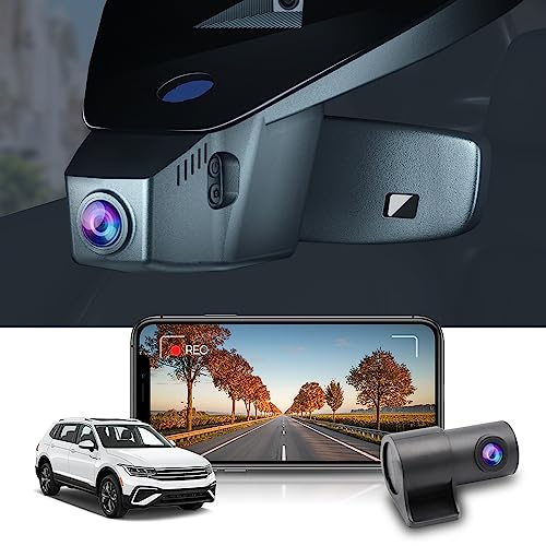 Fitcamx Dashcam Auto Vorne Hinten 2160P+1080P Geeignet für VW Tiguan 2016-2024 (HD2-6179), OEM Dashcam 4K UHD Video WiFi, Parkmonitor, G-Sensor, Loop-Aufnahme, WDR Dash Cam,Plug & Play, 128GB Karte