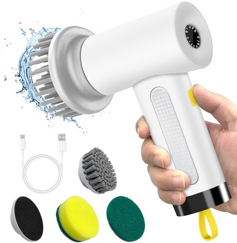 Ceboic Electric Spin Scrubber, Cordless Rechargeable Electric Cleaning Brush with 3 Replaceable Brush Heads, Handheld Power Shower Scrubber for Bathroom Kitchen Tub Tile Wall Floor Sink Window