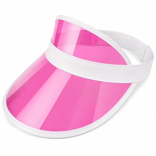 FNA FASHIONS Neon Nostalgia: Unisex Retro 80s Sun Visor Hat - Vibrant Colors for a Stylish Throwback Look (UK, Alpha, One Size, Pink)