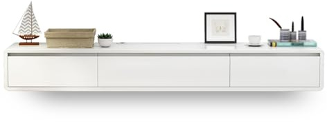Meuble TV Flottant Moderne,Meuble TV pour Petit Appartement avec 2 tiroirs,Console multimédia Murale,étagère Flottante pour sous la TV,Meuble de Rangement (Couleur: Blanc,Taille: 140 cm)