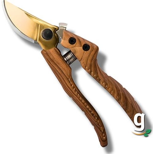 Gardazon Cesoie da giardino con lama giapponese bypass in acciaio (diametro 25 mm) imitazione del legno, ideali per fiori e arbusti, forbici per rose con manico antiscivolo, lama oliata, adatta per