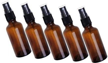MAGICLULU 5 Stück Braune Kosmetik Subflaschen aus Glas 50ml Nachfüllbar Auslaufsicher Reise Parfüm Sprühflaschen für Unterwegs