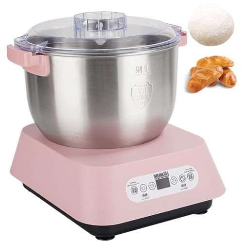 QUTBAG Fully Automatic Dough Kneading Machine, 5L Electric Vertical Dough Mixer, Multi-function Chef Machine Kneading Dough Fermentation Machine, 15 Minutes Fast Kneading 7L pink