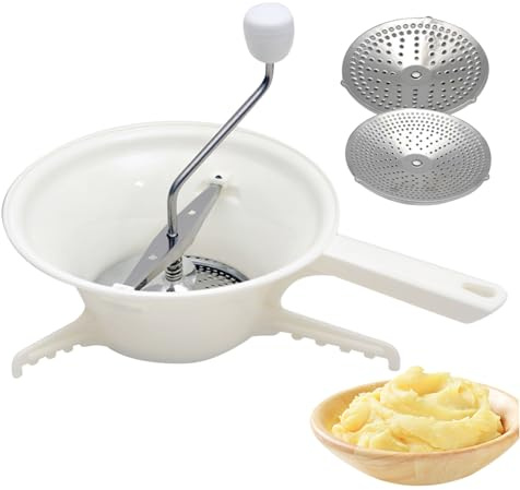 OnIUeZky Mulino da Cibo per Conserve con 3 Dischi di macinazione Macinteri di plastica Manuale Mulino di Cibo arrugginito a Mano per di Pomodoro, di Mele, Formaggio, Insalata, Verdura, Frutta