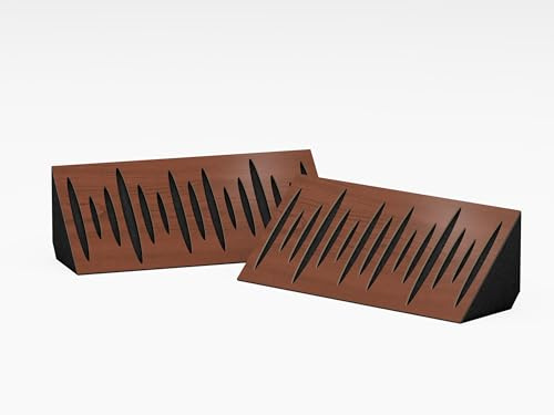 2er-Pack – Schmale akustische Eck-Bassfalle | Diffusion – Reflexion – Schalldämmung | 23 x 50 x 10 cm | Farbe perforierte Platten: [PULSE-mini-Horizont | Nussbaum]