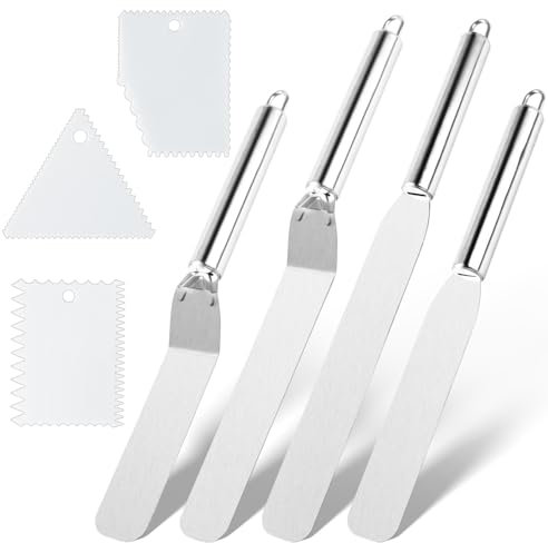 Ezydka Edelstahl Winkelpalette Torte 7 Stück Winkelpalette Set, Streichpalette für Torten, Torten Spachtel mit Icing Spatula für Verteilen von Sahne Kuchen Backen