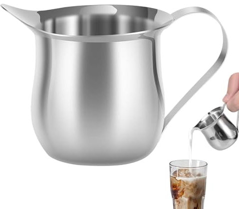 Pichet à crème - petit verseur à lait en porcelaine, petit pot à crème de café | Pichet à sirop en acier inoxydable de 90 ml avec bec, cruche à crème douce pour goûter, cruche à crème gracieuse
