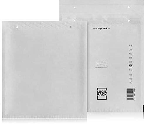 LOGIC PACK 100 Enveloppes Bulles Blanches E5 240 x 275 mm, Auto-adhésives