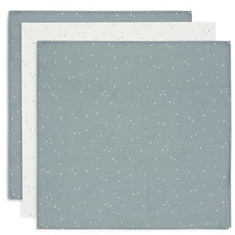 Jollein Musselin Tuch Baby - Twinkling, Sea Green - 3er Pack - 70x70cm - 100% Baumwolle - Spucktücher Baby - OEKO-TEX Zertifiziert