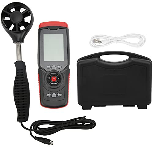 Mavaol Tragbares digitales Anemometer, tragbares Windgeschwindigkeitsmessgerät mit mehreren Funktionen, 8-Blatt-Design, Alarmeinstellungen und Datenanzeige