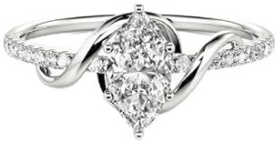 Molioaki Verlobungsring Damen 925 Sterling Silber/9K/14K/18K Gold Eheringe Frauen Ringe 1.11-3.11 ct 5A Zirkonia/Moissanit/Laborgezüchteter Diamant Personalisierte Individuelle Gravur Ring