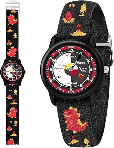 Timever Orologio per Bambino,Orologio Analogico al Quarzo per Ragazzi e Ragazze con Cinturini in Tessuto Elastico e Farfalle/Dinosauri/Fiori,Regalo per Bambini dai 3 ai 12 Anni