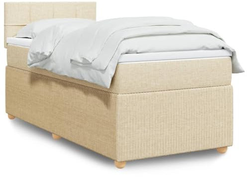 qohoio Boxspringbett mit Matratze Betten Mit Matratze Schlafzimmer Bett Boxspringbett Mit Matratze Creme 90x200 cm Stoff - 3289644