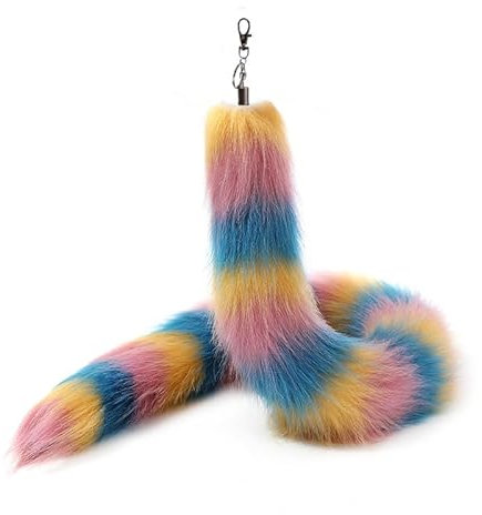 Fell Schwanz Keychain Fuchsschwanz Anhänger etwa 80cm Extra Groß Schlüsselring Tasche Zusätze Auto Schlüsselketten Anhänger Weich Flaumig Dicht Dekoration Ursprüngliche Natürliche Farben (F)