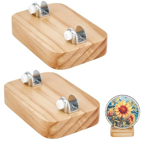 PH PandaHall Espositore In Legno per Pezzi In Vetro Colorato, 10cm Supporto per Piatto Decorativo In Vetro Fuso Rustico per Piastrelle In Ceramica Piatti Immagini Oggetti Collezione Ufficio Casa