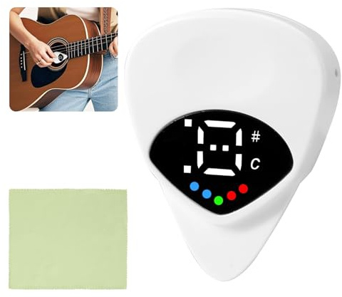 BTFO Afinador Púas Guitarra 2 en 1, Afinador Digital Púas Guitarra con Pantalla LED y 12 ET Afinación Precisión con Púa Instrumentos Cuerda Regalo Músicos para Guitarras Eléctricas Bajos y Ukelele