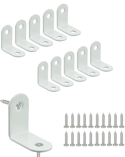 Mooche 10 Pièces Équerre de Fixation 32mm X 32mm, Equerre de Fixation 90 Degrés, Petite Equerre Metal Pratique, Equerre Matériau Durable pour Bois Meubles, Blanc