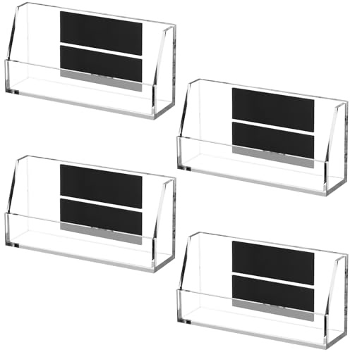 Beeveer Magnetischer Visitenkartenhalter aus Acryl, transparenter Kunststoff, für Visitenkarten, Wandhalterung, Namenshalter für Büro, Schreibtisch, Zuhause, 4 Stück