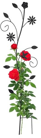 Relaxdays Rankhilfe, Blumendesign, Rosengitter, HxBxT: 110 x 34 x 1 cm, Metall, freistehend, Pflanzgitter, schwarz